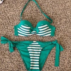 Green/teal two piece swimsuit